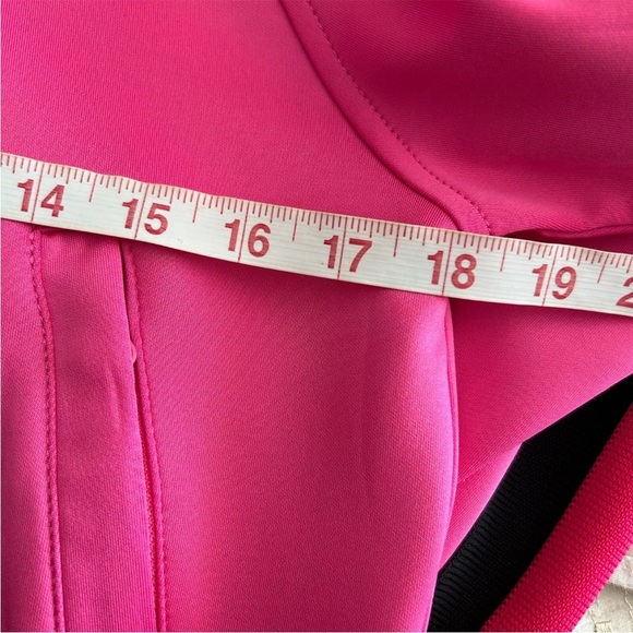 Pam & Gela Pink Track Stripe Jacket Crop bomber jacket size P Small hogh low - Picture 10 of 12